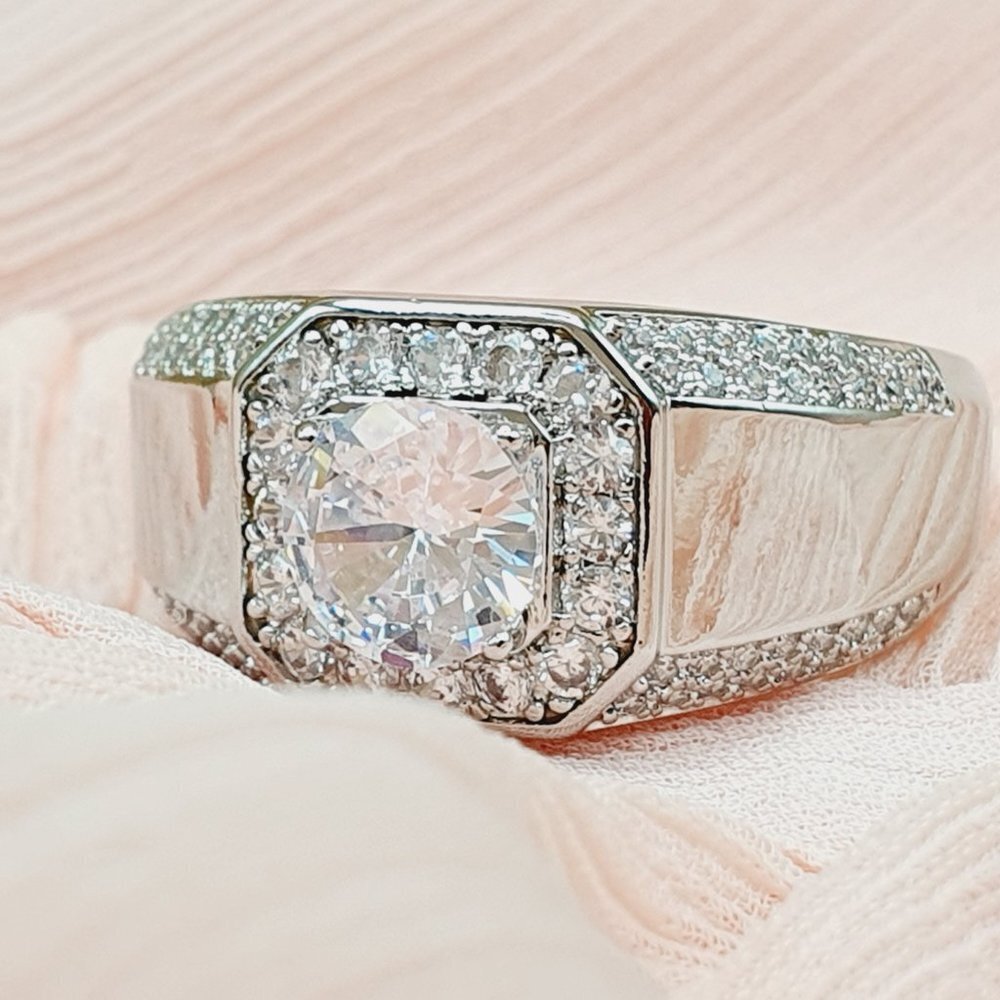 💎 Dainty Fever Glitter Zircon Chunky Wedding Fashion Ring for man, INDN8346